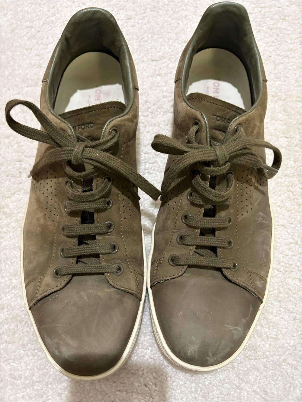 Tom Ford Men's Olive/Tan Suede Lace-Up Sneakers